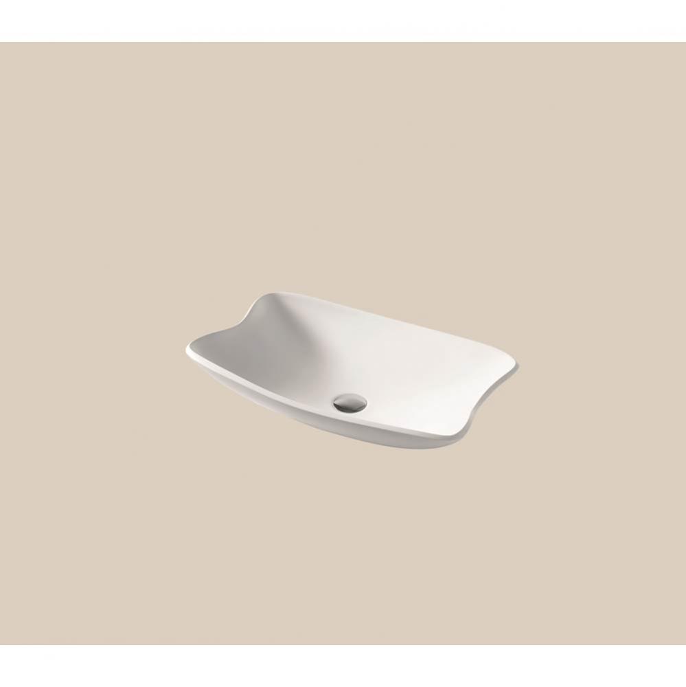 Solid Surface Vessel. Free Form, Glossy White. No Overflow, 23-1/4'' X 15'' X