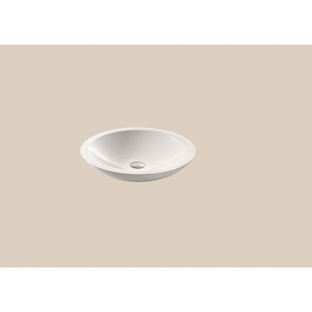Solid Surface Vessel. Round Beveled, Glossy White. No Overflow, Diameter: 20''