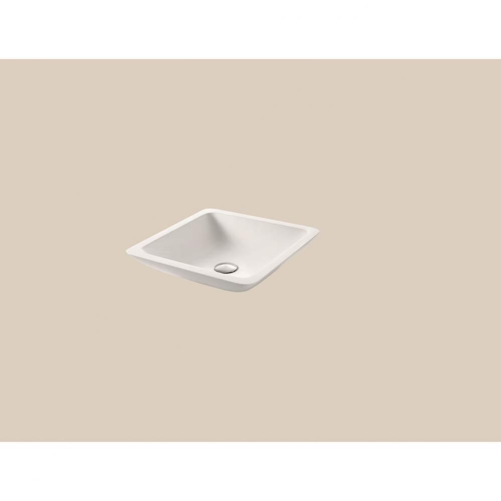 Solid Surface Vessel. Square Beveled, Glossy White. No Overflow, 16-1/2'' X 16-1/2'