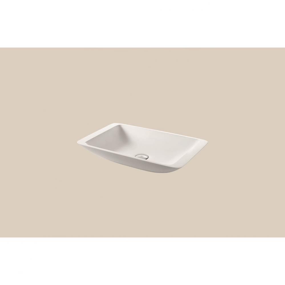 Solid Surface Vessel. Rectangular , Beveled. Glossy White. No Overflow, 22-7/8'' X 13-5/