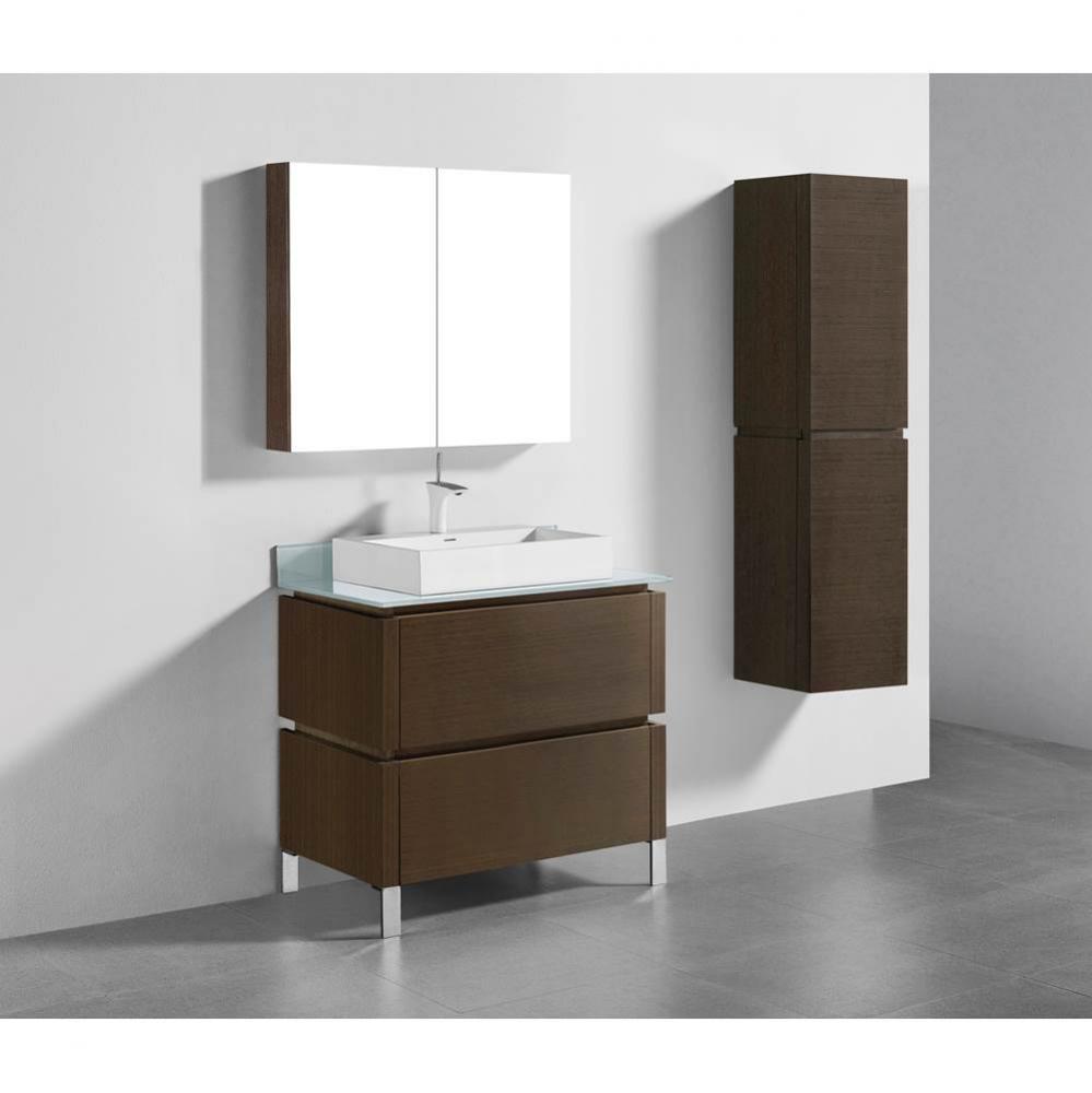 Metro 36''. Walnut, Free Standing Cabinet, Polished Chrome C-Base (X1), 35-5/8'&apo