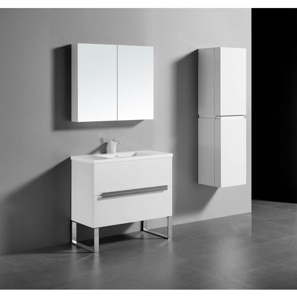 Madeli Soho 36'' Free standing Vanity Cabinet in Glossy White/HW: Polished Chrome(PC)