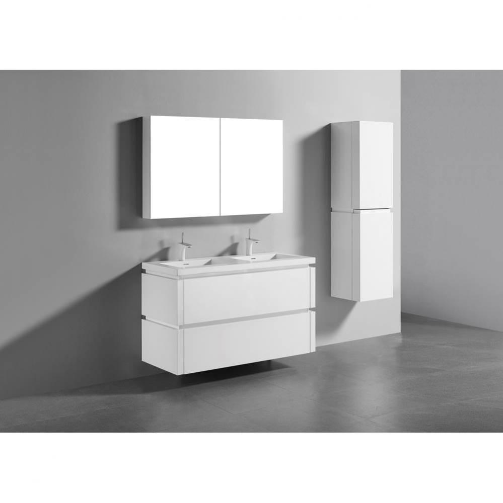 Cube 48D'' Wall hung  Vanity Cabinet in White
