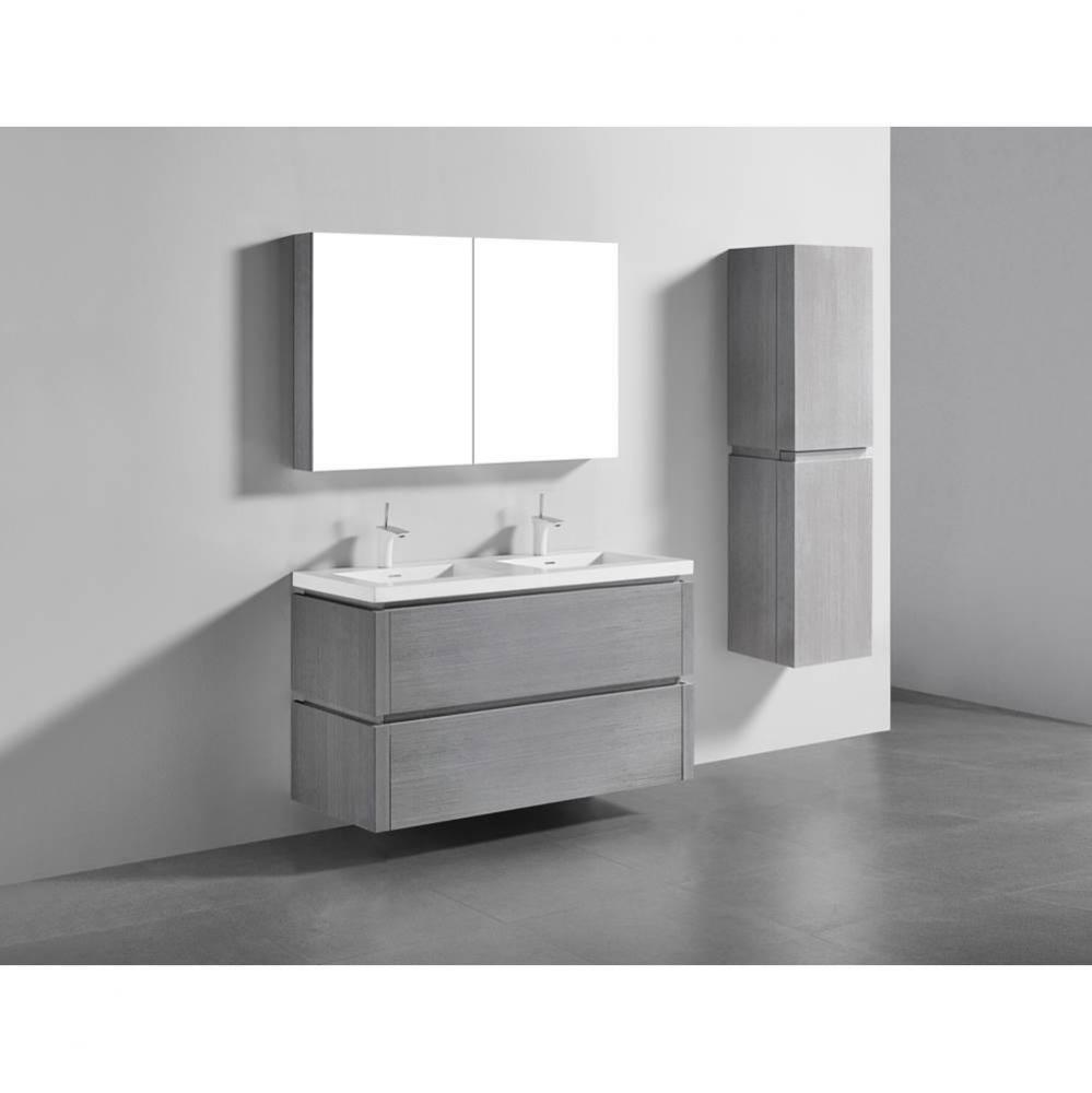 Cube 48D'' Wall hung  Vanity Cabinet in Ash Grey