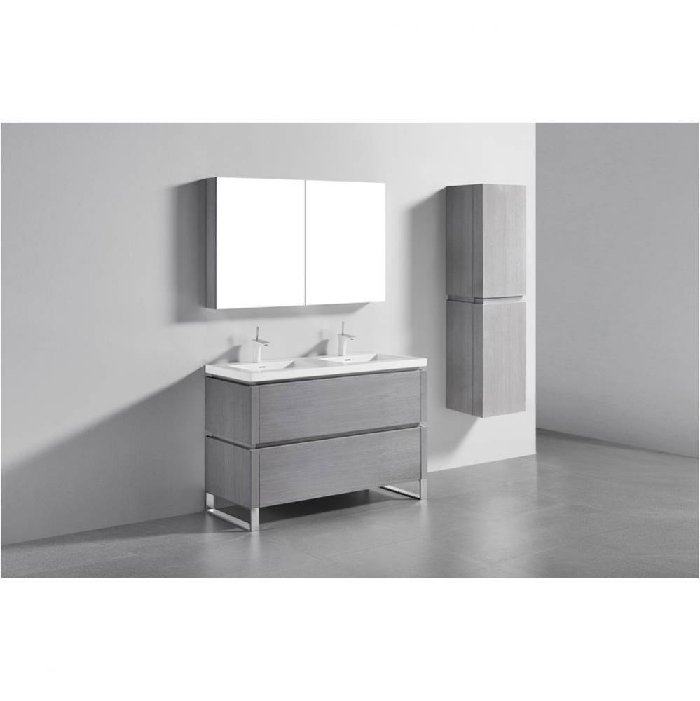 Metro 48D'' Free Standing  Vanity Cabinet in Natural Oak/HW: Polished Chrome(PC)