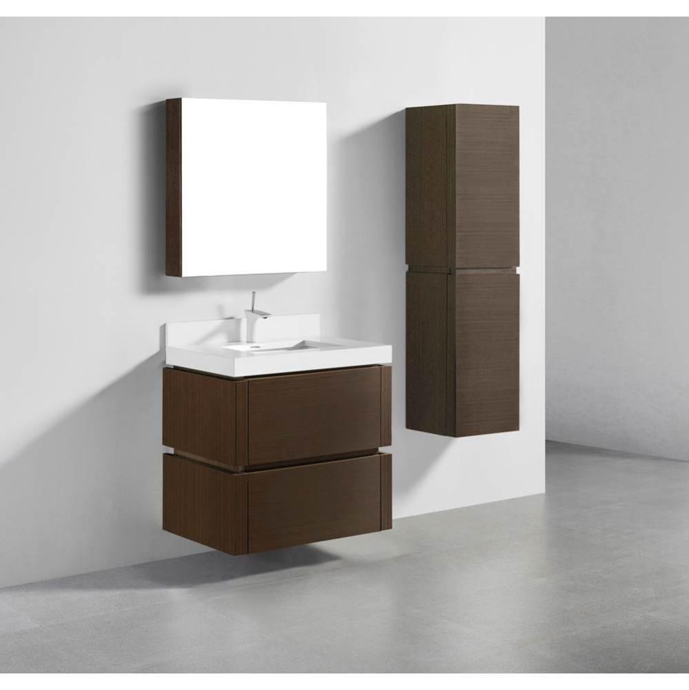 Cube 30'' Wall hung  Vanity Cabinet in Walnut