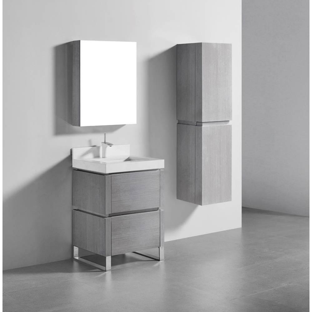 Metro 24'' Free Standing  Vanity Cabinet in  Walnut/HW: Matte Black(MB)