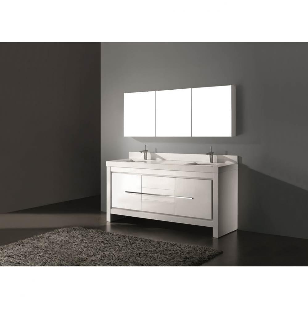 Madeli Vicenza 72D'' Free Standing Glossy White/HW: Satin Brass(SB)