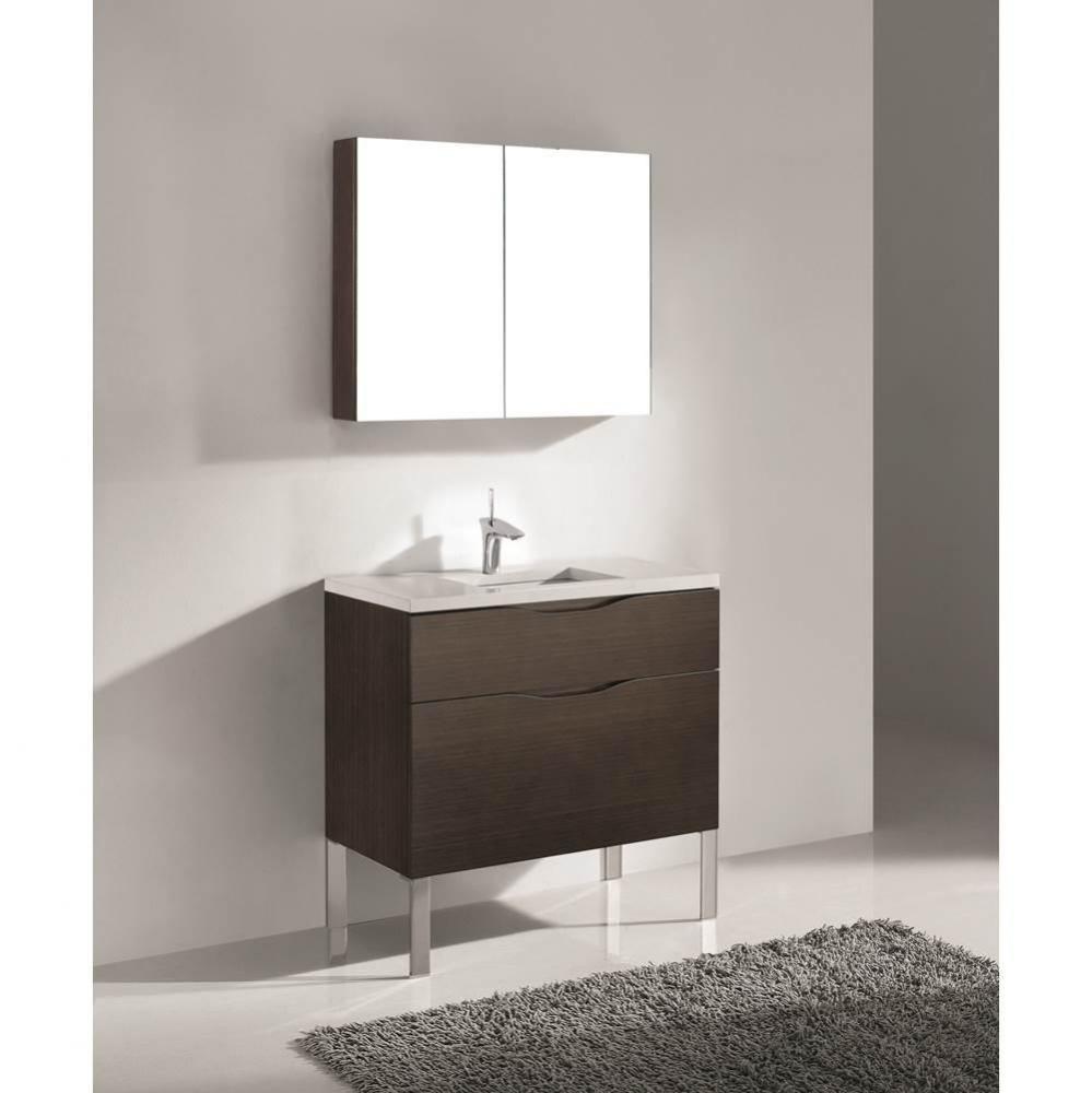 Milano 42'' Free Standing Vanity Cabinet Walnut/HW: Polished Chrome(PC)