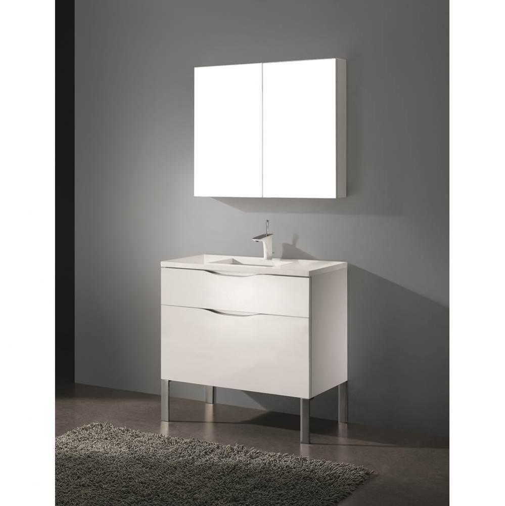 Milano 42'' Free Standing Vanity Cabinet White/HW: Polished Chrome(PC)