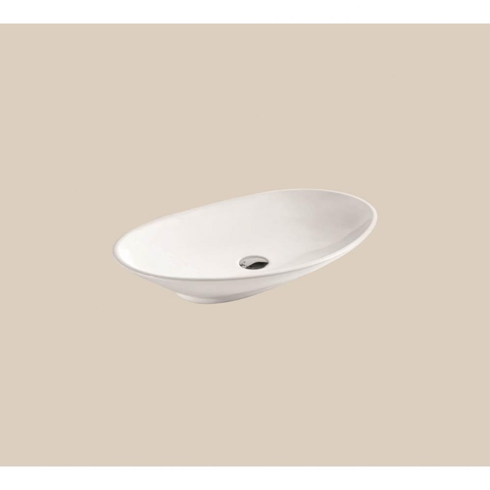 Ceramic Basin. Above Counter, Oval. White, No Overflow, 27-3/8'' X 16-1/2'' X