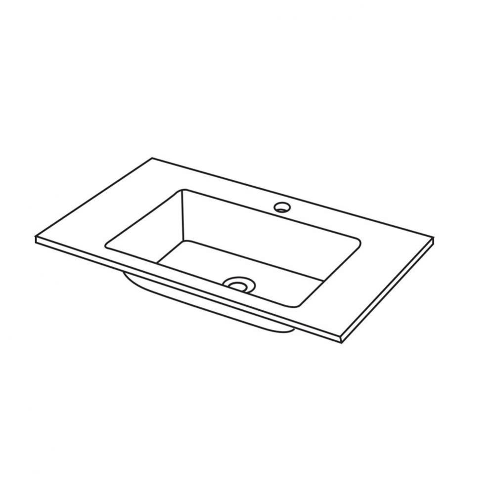 30''W X 3/4''H-Tempered Glass Top/, Basin. Winter White. 1-Basin, Single Fauce