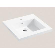 Madeli XTU1815-24-100-WH - Urban-18 24''W Solid Surface, Top/Basin. Glossy White, No Faucet Hole. W/Overflow, Basin