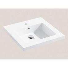 Madeli XTU1815-24-110-WH - X-Stone Top/Basin, 24'' x 18'' x 1-1/2'', Glossy White, Single Fauce