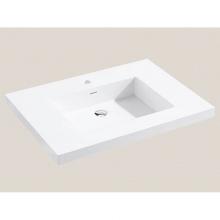 Madeli XTU1815-30-100-WH - Urban-18 30''W Solid Surface, Top/Basin. Glossy White, No Faucet Hole. W/Overflow, Basin