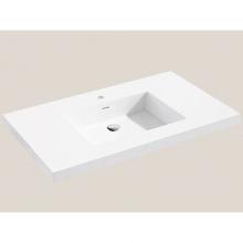 Madeli XTU1815-36-130-WH - Urban-18 36''W Solid Surface, Top/Basin. Glossy White, 8'' Widespread. W/Overf
