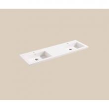 Madeli XTU1815-60-200-WH - Urban-18 60''W Solid Surface, Top/Basin. Glossy White.2-Bowls, No Faucet Hole. W/Overflo