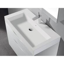 Madeli XTU1845-30-100-WH - 18''D-Trough 30''W Solid Surface , Sink. Glossy White, No Faucet Hole. W/Overf