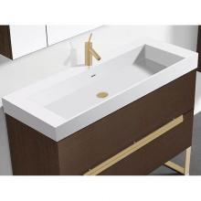 Madeli XTU1845-42-100-WH - 18''D-Trough 42''W Solid Surface , Sink. Glossy White, No Faucet Hole. W/Overf