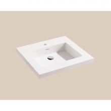Madeli XTU2220-20-100-WH - Urban-22 20''W Solid Surface, Top/Basin. Glossy White, No Faucet Hole. W/Overflow, Basin
