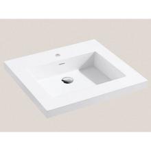 Madeli XTU2220-24-100-WH - Urban-22 24''W Solid Surface, Top/Basin. Glossy White, No Faucet Hole. W/Overflow, Basin