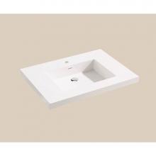 Madeli XTU2220-30-100-WH - Urban-22 30''W Solid Surface, Top/Basin. Glossy White, No Faucet Hole. W/Overflow, Basin