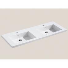 Madeli XTU2220-48-210-WH - Urban-22 48''W Solid Surface, Top/Basin. Glossy White.2-Bowls, Single Faucet Hole. W/Ove