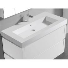 Madeli XTU2245-42-130-WH - 22''D-Trough 42''W Solid Surface , Sink. Glossy White, 8'' Widesprea