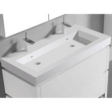 Madeli XTU2245-48-200-WH - 22''D-Trough 48''W Solid Surface , Sink. Glossy White. 2-Bowls, No Faucet Hole