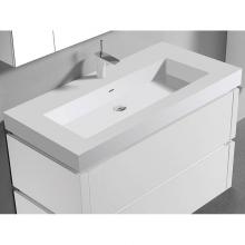 Madeli XTU2245-48-100-WH - 22''D-Trough 48''W Solid Surface , Sink. Glossy White. 1-Bowl, No Faucet Hole.