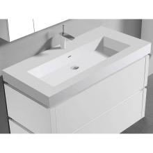 Madeli XTU2245-48-110-WH - X-Stone Trough Sink, 48'' x 22'' x 4-1/2'', Glossy White, Single Fau