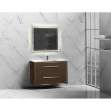 Madeli B450-36-002-WA-HP-PC - Apogee 36'' Wall hung Vanity Cabinet in Walnut/HW: Polished Chrome(PC)