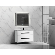 Madeli B450-36-002-WH-NP-PC - Apogee 36'' Wall hung Vanity Cabinet in White/HW: Polished Chrome(PC)
