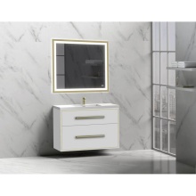 Madeli B450-42-002-WH-HP-PC - Apogee 42'' Wall hung Vanity Cabinet in White/HW: Polished Chrome(PC)