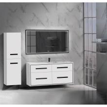 Madeli B450-60C-002-WH-HP-PC - Apogee 60C'' Wall hung Vanity Cabinet in White/HW: Polished Chrome(PC)