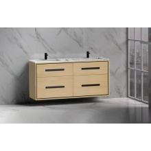 Madeli B450-60D-002-NO-HP-PC - Apogee 60D'' Wall hung Vanity Cabinet in Natural Oak/HW: Polished Chrome(PC)