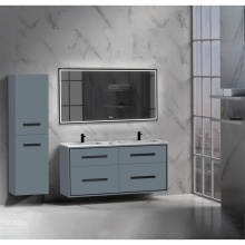 Madeli B450-60D-002-TG-HP-PC - Apogee 60D'' Wall hung Vanity Cabinet in Studio Grey/HW: Polished Chrome(PC)