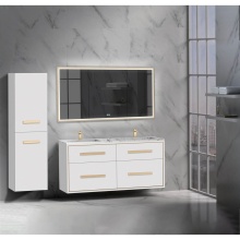 Madeli B450-60D-002-WH-NP-PC - Apogee 60D'' Wall hung Vanity Cabinet in White/HW: Polished Chrome(PC)