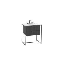Madeli B011-30-001-MB-PC - Trapezio 30'' Free Standing Cabinet Matte Black/HW: Polished Chrome(PC)