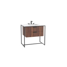 Madeli B011-36-001-EW-PC - Trapezio 36'' Free Standing Cabinet English Walnut/HW: Polished Chrome(PC)