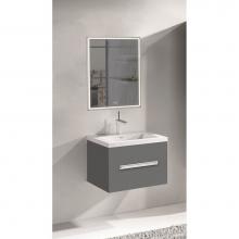 Madeli B070-24-002-TG-PC - Madeli Vogue 24'' Wall Hung Vanity Cabinet Studio Grey/HW: Polished Chrome(PC)