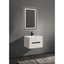 Madeli B070-24-002-WH-MB - Madeli Vogue 24'' Wall Hung Vanity Cabinet White/HW: Matte Black(MB)