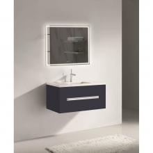 Madeli B070-36-002-SA-BN - Madeli Vogue 36'' Wall Hung Vanity Cabinet Sapphire/HW: Brushed Nickel(BN)