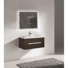 Madeli B070-36-002-WA-MB - Madeli Vogue 36'' Wall Hung Vanity Cabinet Walnut/HW: Matte Black(MB)