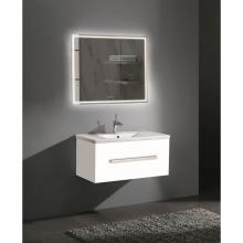 Madeli B070-36-002-WH-BN - Madeli Vogue 36'' Wall Hung Vanity Cabinet White/HW: Brushed Nickel(BN)