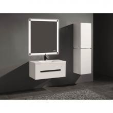 Madeli B070-36-002-WH-MB - Madeli Vogue 36'' Wall Hung Vanity Cabinet White/HW: Matte Black(MB)