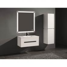 Madeli B070-42-002-WH-BN - Madeli Vogue 42'' Wall Hung Vanity Cabinet White/HW: Brushed Nickel(BN)