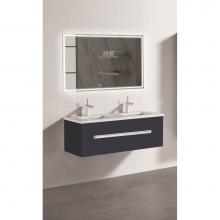 Madeli B070-48D-002-SA-PC - Madeli Vogue 48D'' Wall Hung Vanity Cabinet Sapphire/HW: Polished Chrome(PC)