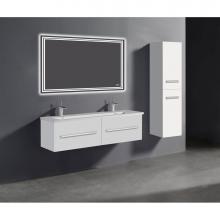 Madeli B070-60D-002-WH-PC - Madeli Vogue 60D'' Wall Hung Vanity Cabinet White/HW: Polished Chrome(PC)