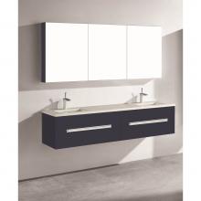 Madeli B070-72D-002-SA-PN - Madeli Vogue 72'' Wall Hung Vanity Cabinet Sapphire/HW: Polished Nickel(PN)